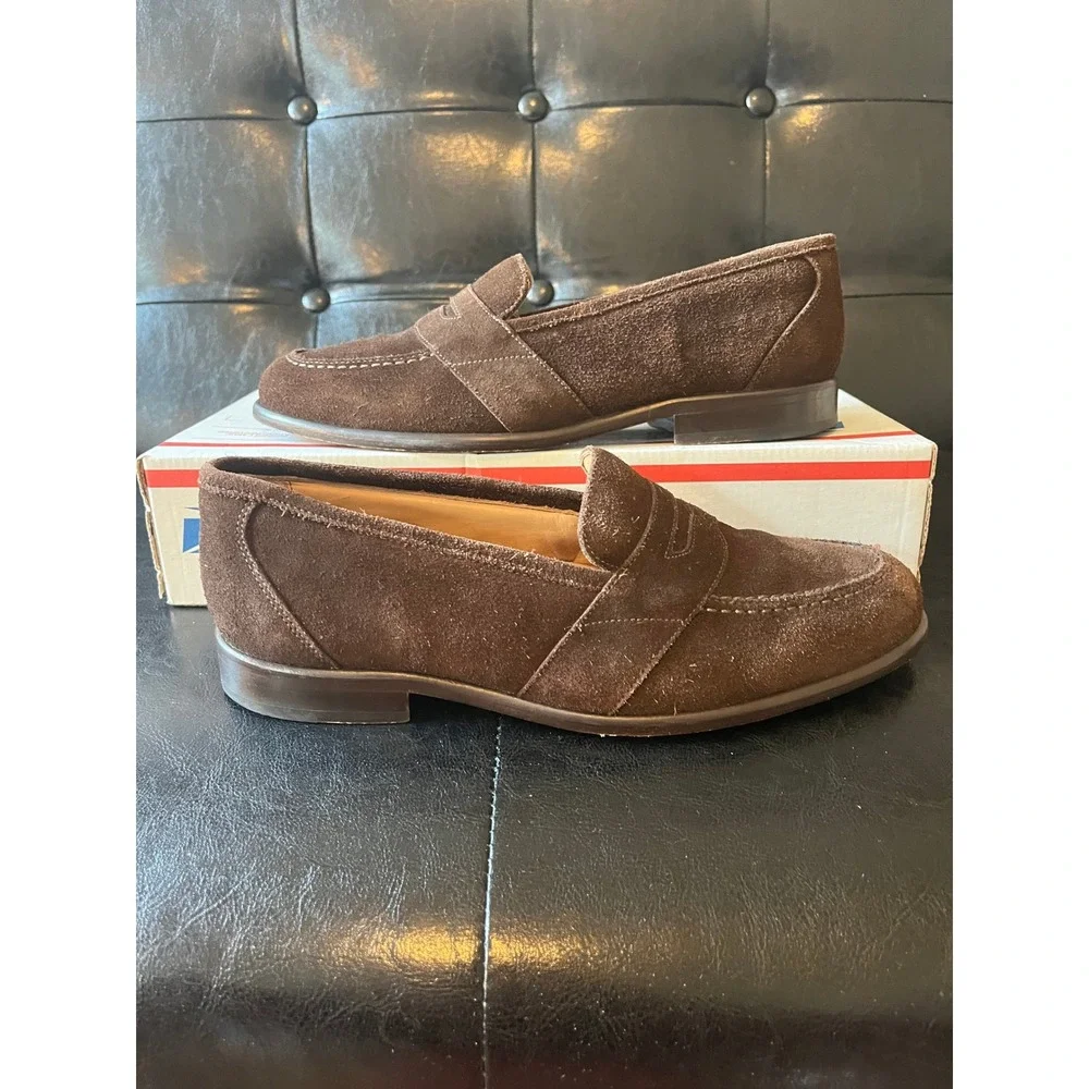 Alan Payne Marco Brown Suede Penny Loafers